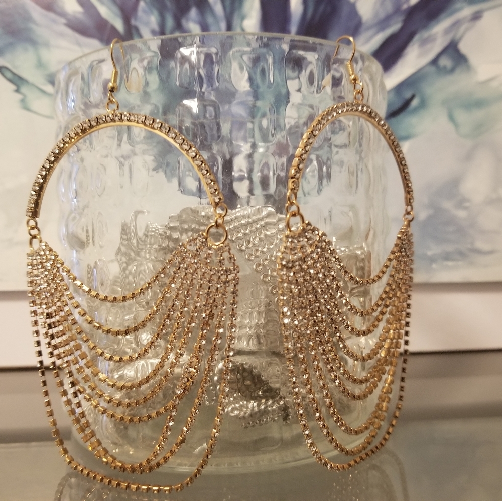 Chandelier Gold Sparkle Earrings